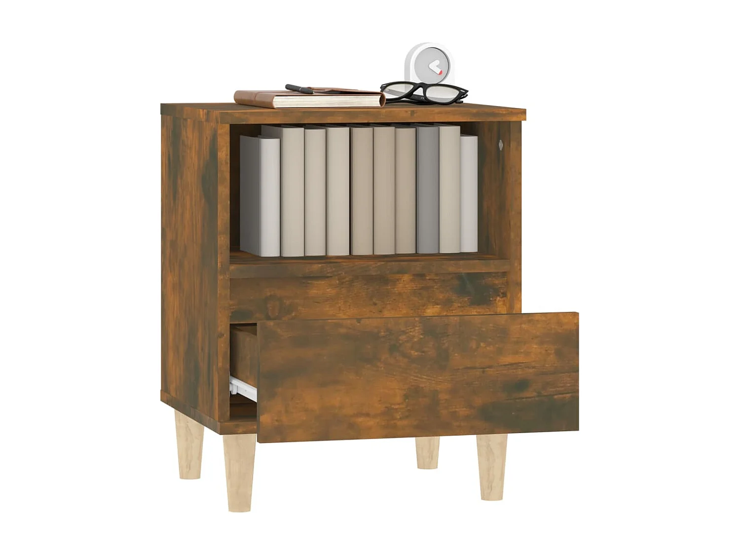 Tables de chevet lot de 2 avec compartiments ouverts Chêne fumé 40x35x50 cm