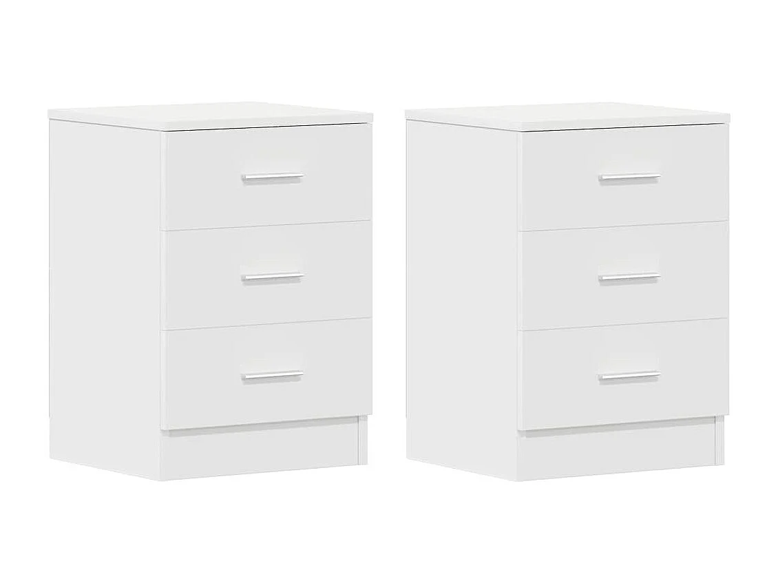 Nachttisch 2er Set-Beistelltisch Weiß 38x35x56 cm Holzwerkstoff SHL96474