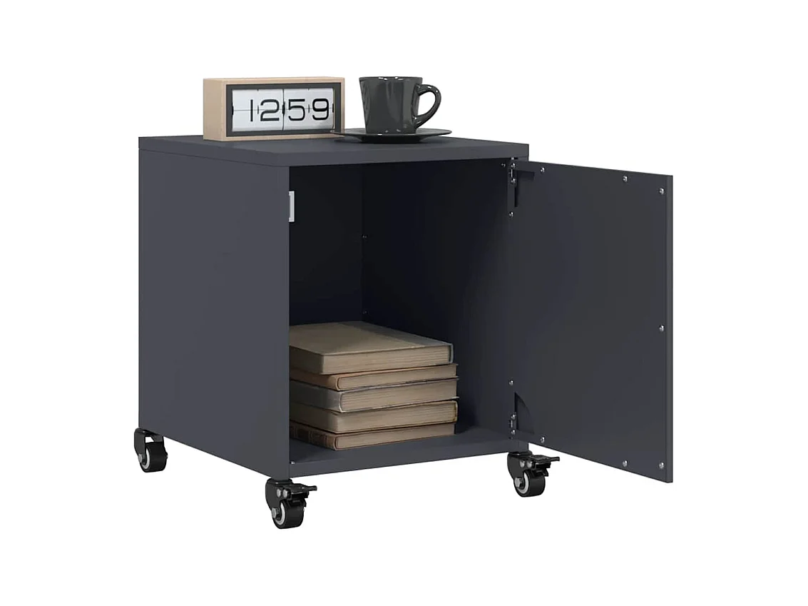 Tables de chevet lot de 2 avec tiroirs anthracite 36x39x43,5 cm acier