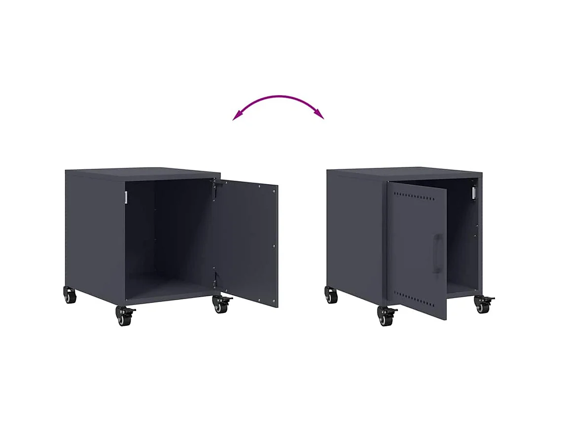 Tables de chevet lot de 2 avec tiroirs anthracite 36x39x43,5 cm acier