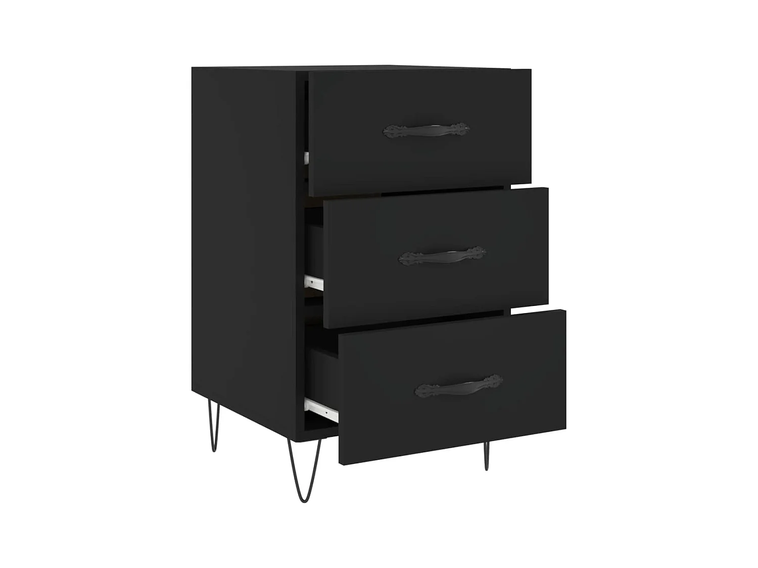 Mesita de noche | Mesilla de noche madera de ingeniería negro 40x40x66 cm