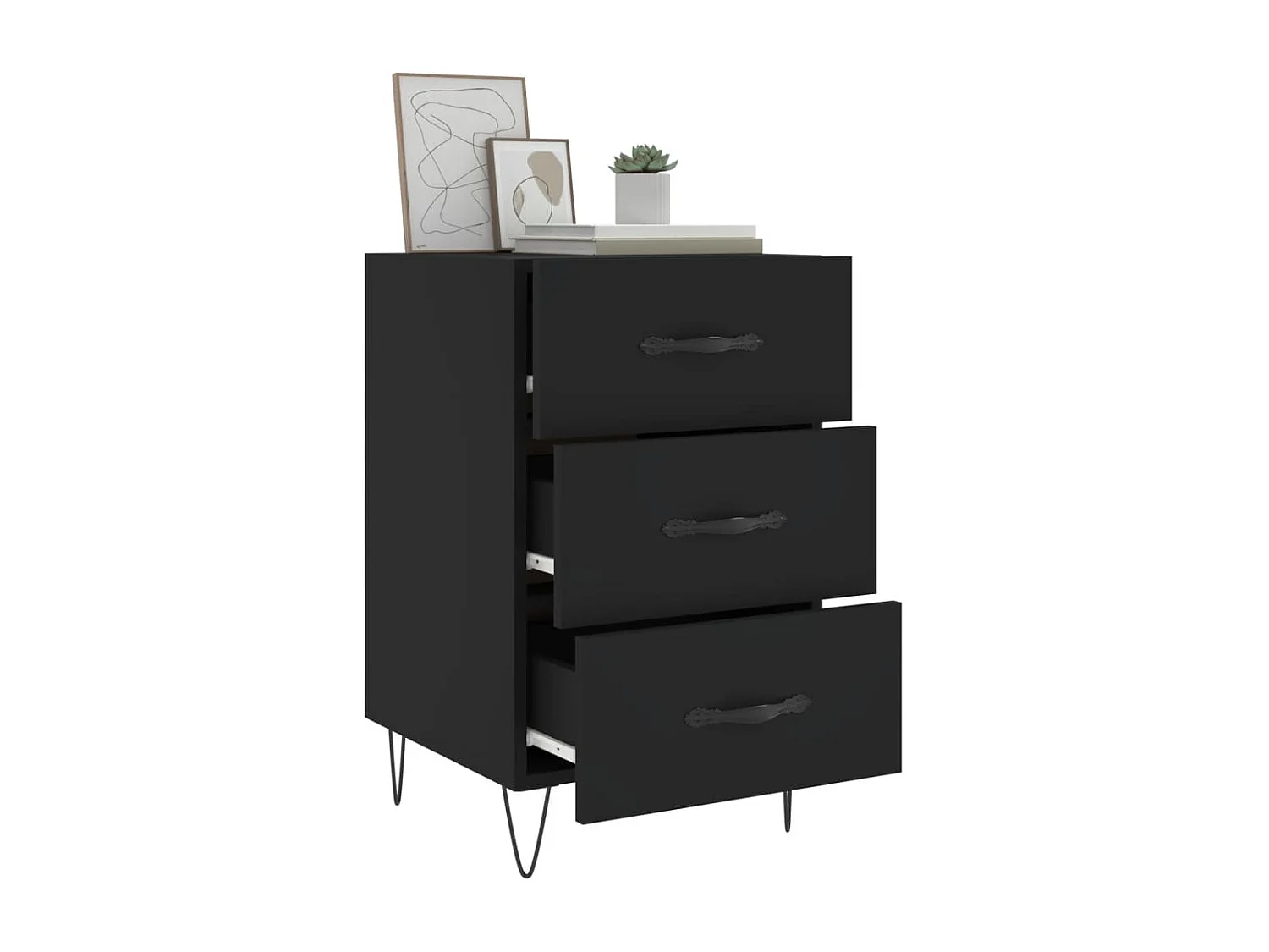 Nachttisch-Beistelltisch Schwarz 40x40x66 cm Holzwerkstoff SHL37313