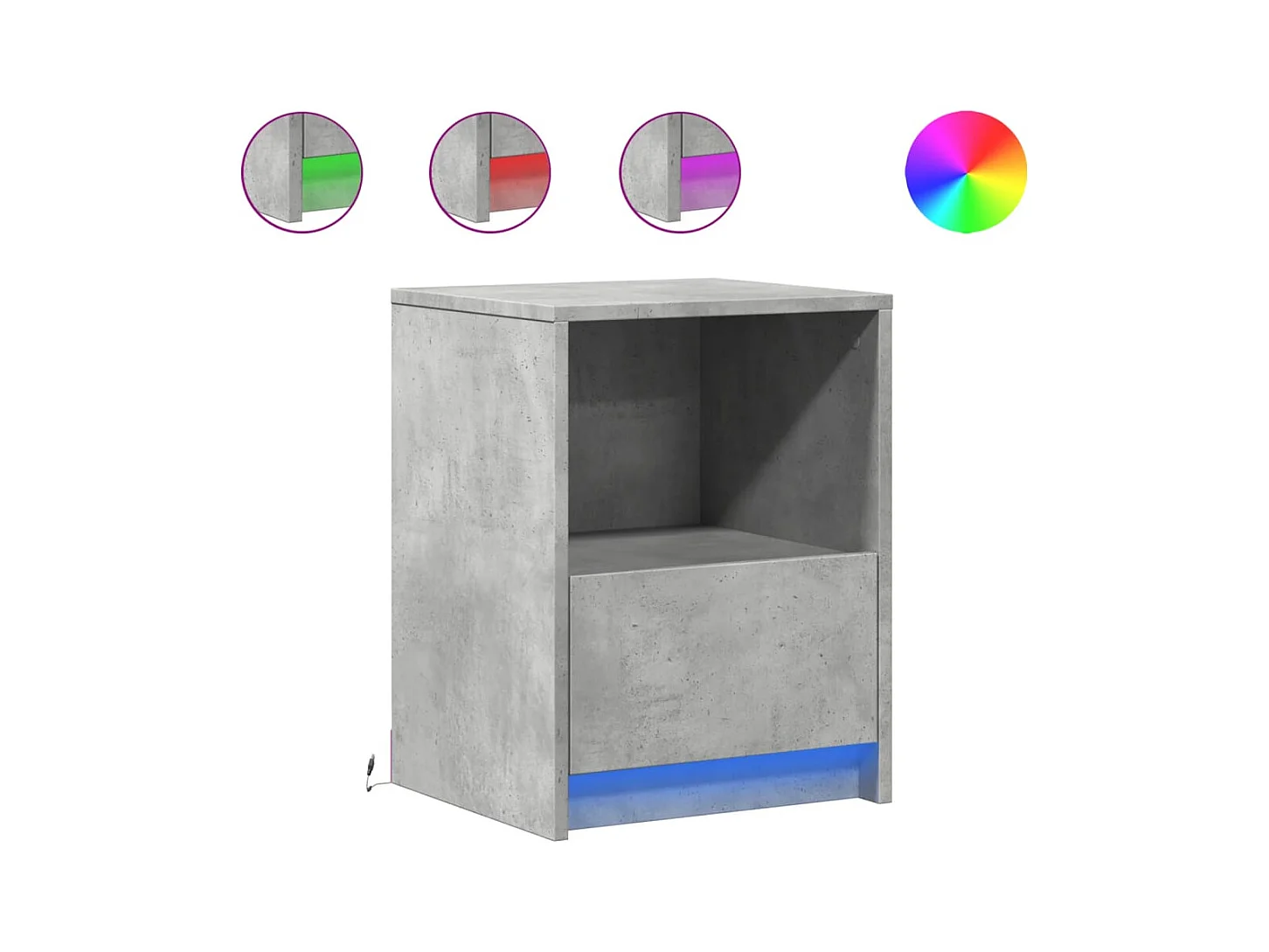 Mesita de noche | Mesilla de noche luces LED 2 uds madera ingeniería gris hormigón