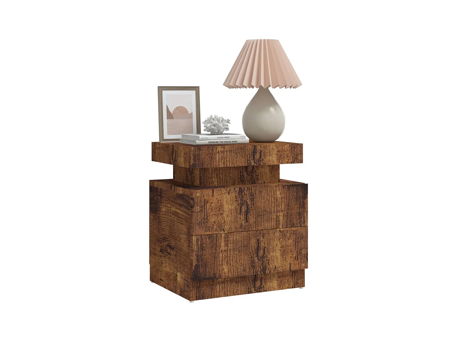 Table de chevet-Table d'appoint chêne fumé 45x35x52 cm Bois d'ingénierie