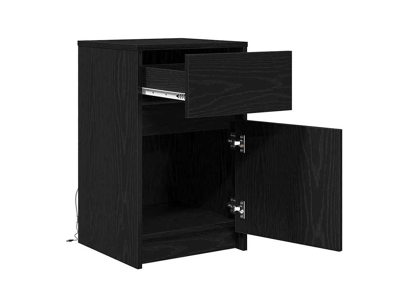 Mesita de Noche | Armario de Noche LED 2 uds. Roble negro 38x34x61 cm