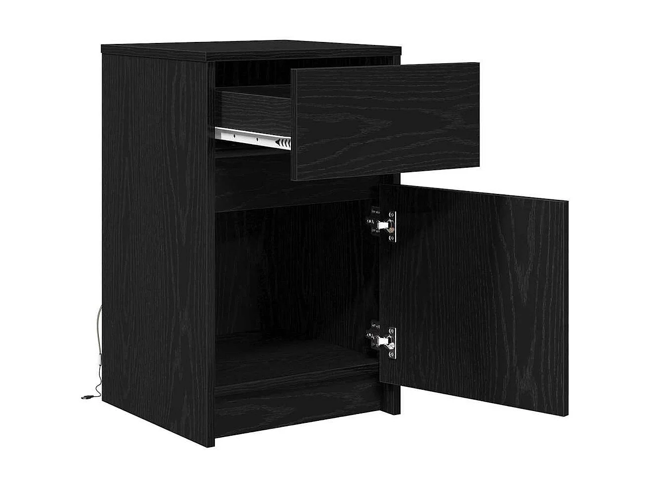 Table de chevet LED Lot de 2 avec tiroir Chêne noir 38x34x61 cm
