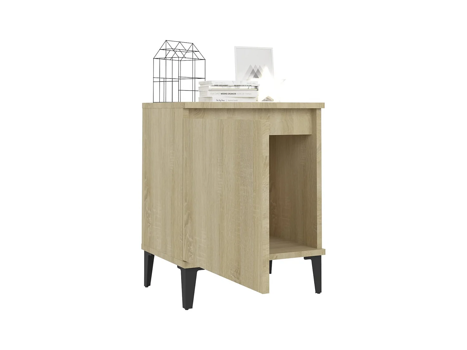 Mesita de noche | Mesilla de noche y patas de metal roble Sonoma 40x30x50 cm