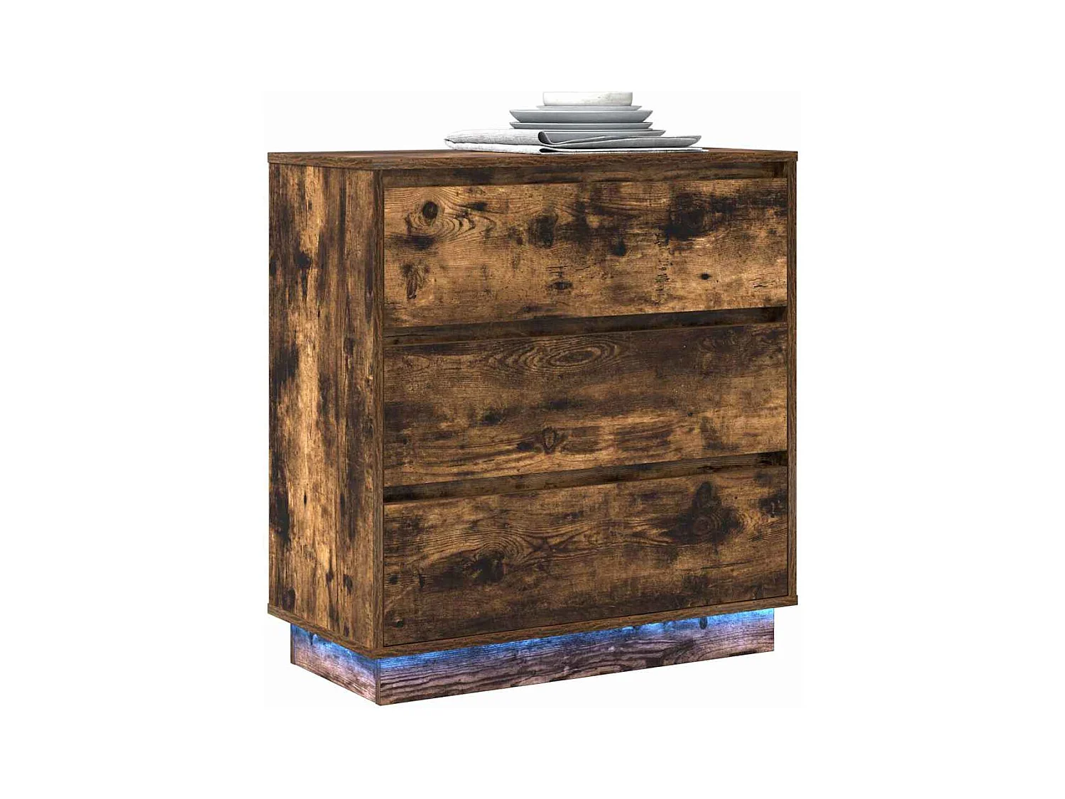 Mesita de Noche | Armario de Noche con cajón con Roble ahumado 71x34.5x75 cm