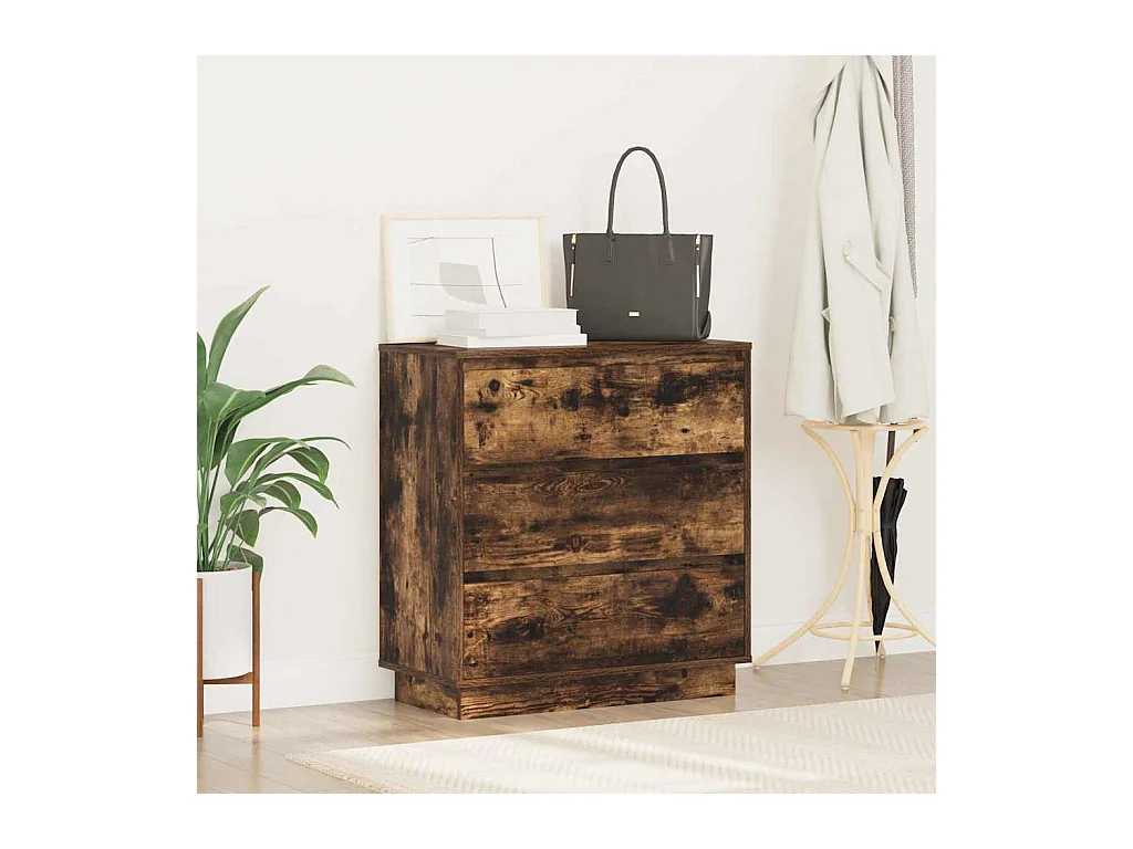 Mesita de Noche | Armario de Noche con cajón con Roble ahumado 71x34.5x75 cm