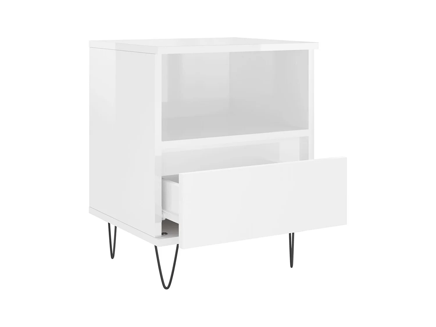 Mesitas de noche | Mesilla de noche 2 uds madera ingeniería blanco brillo 40x35x50 cm