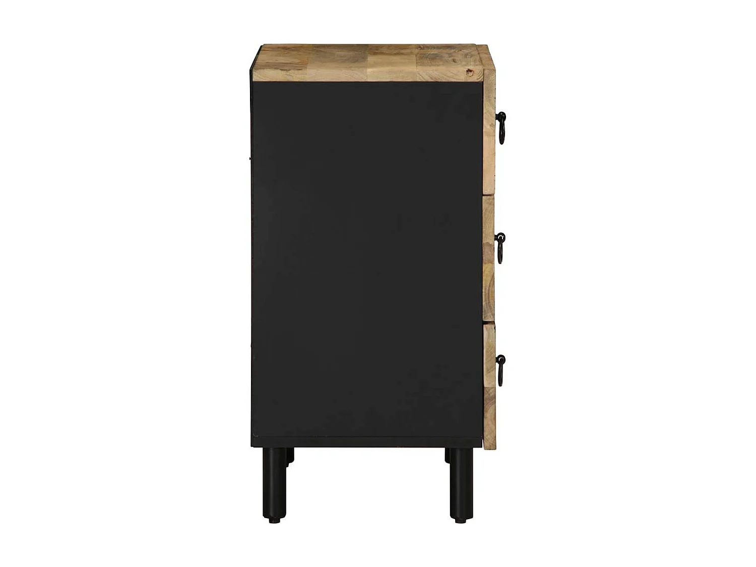 Mesita de noche | Mesilla de noche madera maciza de mango rugosa negro 50x33x62 cm