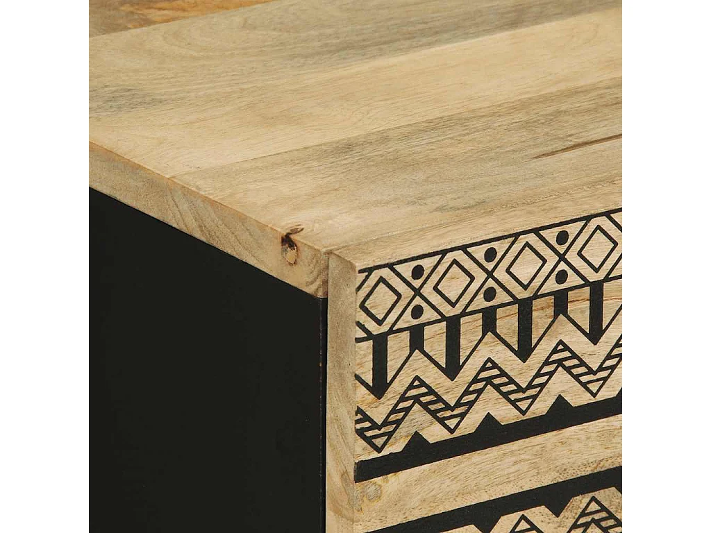 Mesita de noche | Mesilla de noche madera maciza de mango rugosa negro 50x33x62 cm