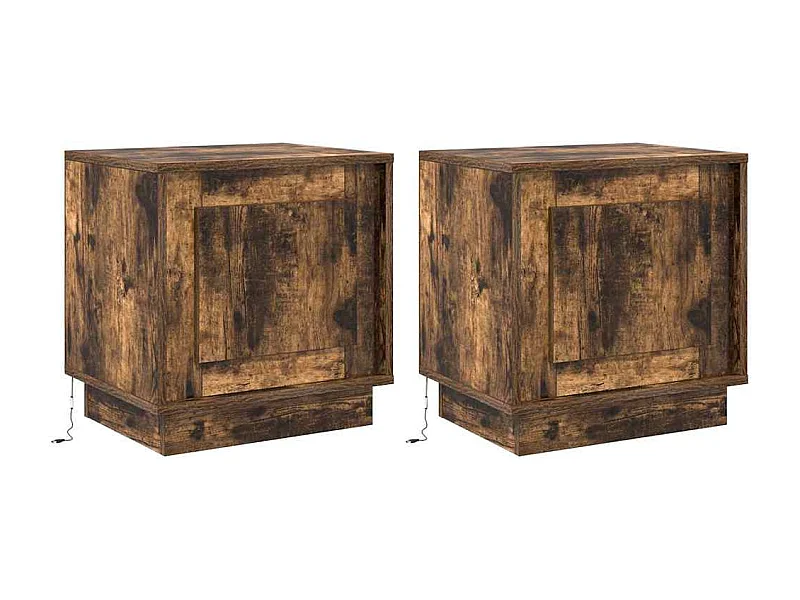 Mesita de Noche | Armario de Noche 2 uds Roble ahumado 44x34.5x45 cm