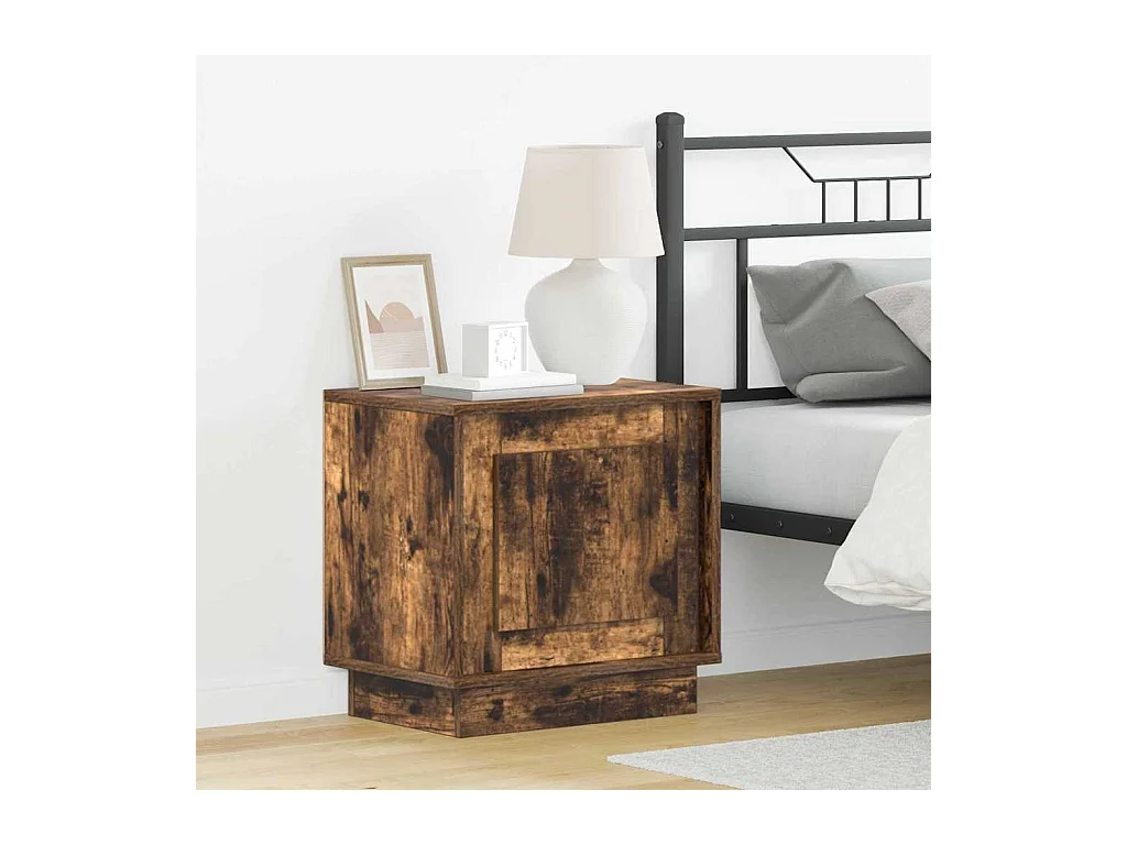 Mesita de Noche | Armario de Noche 2 uds Roble ahumado 44x34.5x45 cm