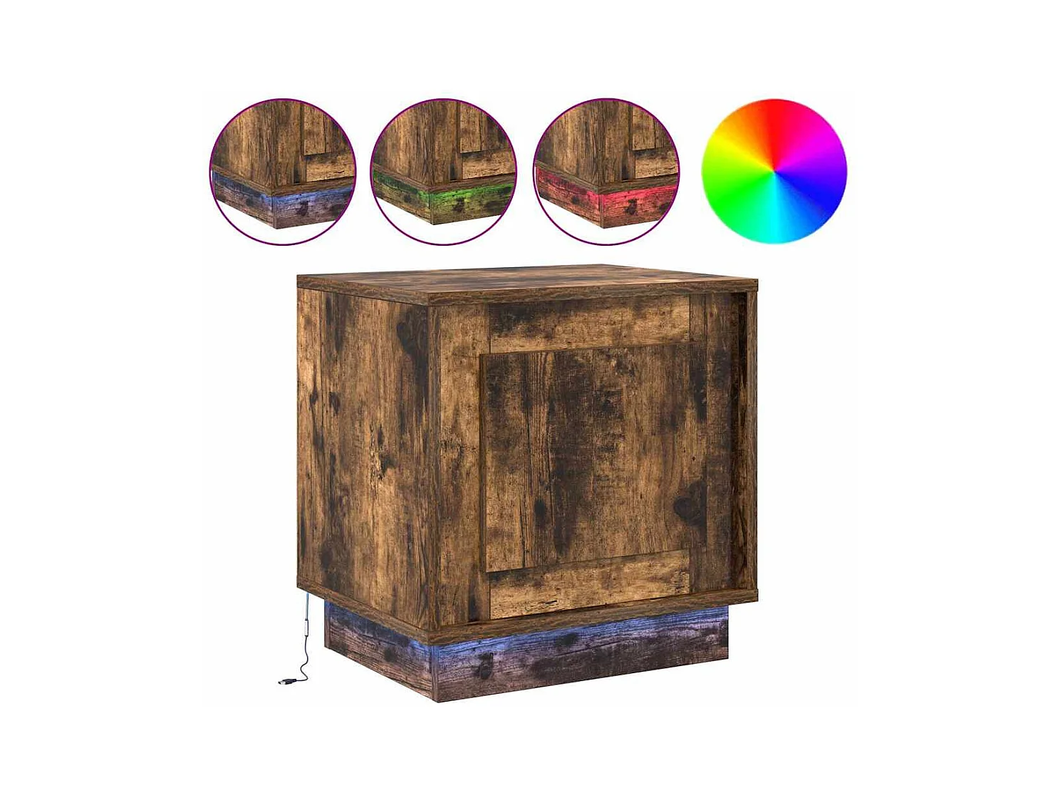 Mesita de Noche | Armario de Noche 2 uds Roble ahumado 44x34.5x45 cm