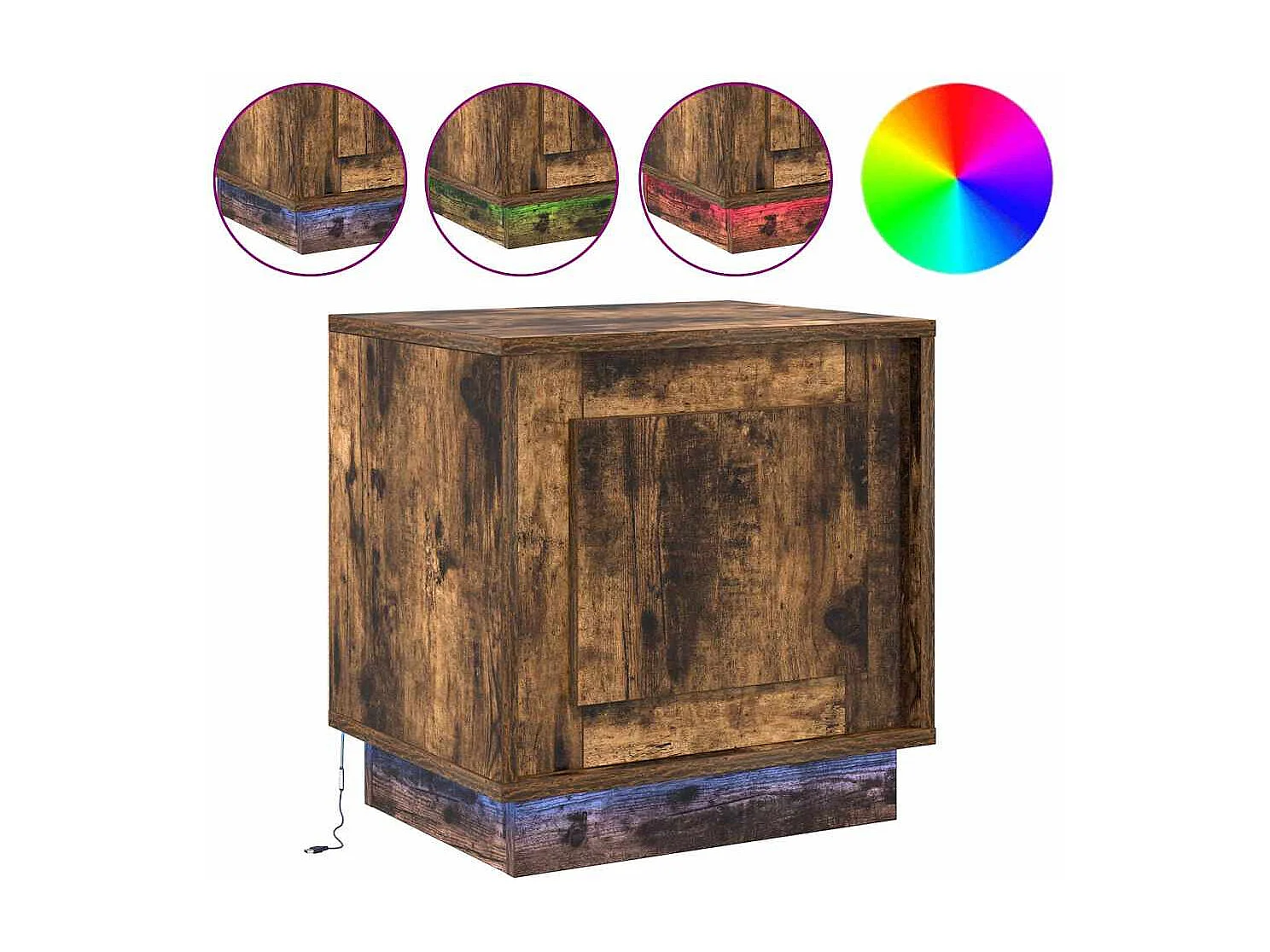 Nachttisch 2er Set-Beistelltisch Räuchereiche 44 x 34.5 x 45 cm Holzwerkstoff SHL56552