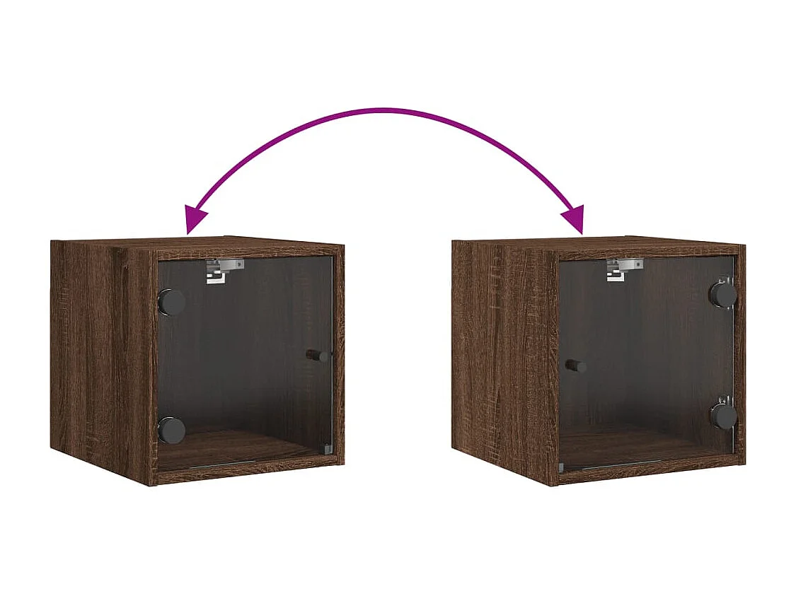 Mesitas de noche | Mesilla de noche con puertas vidrio 2 uds roble marrón 35x37x35 cm