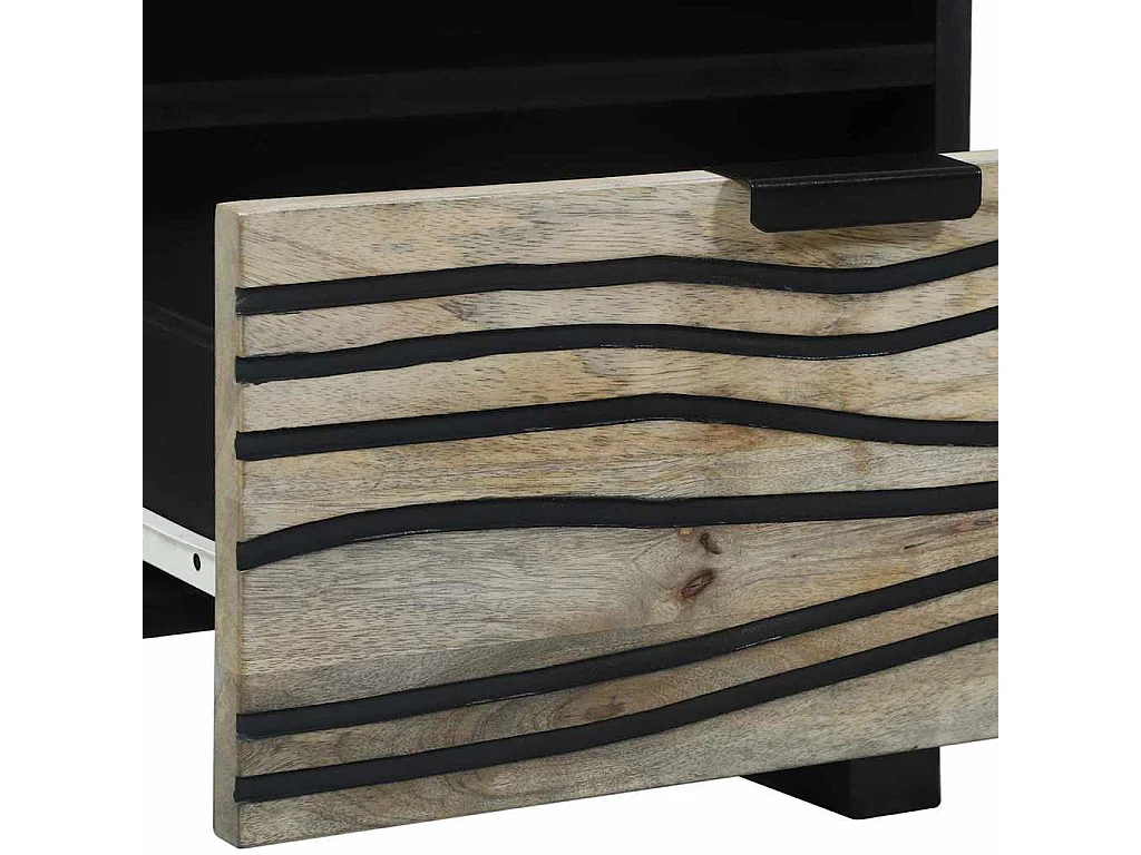 Nachttisch-Beistelltisch Weiß und Schwarz 40 x 33 x 46 cm Massivholz Akazie SHL73320