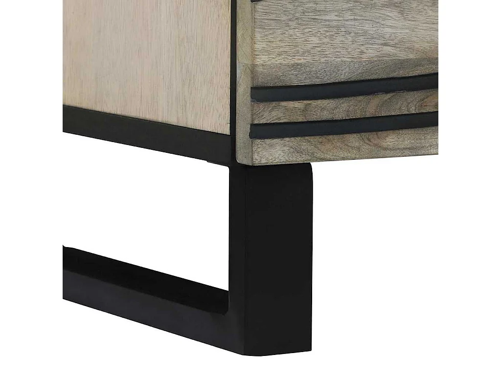 Nachttisch-Beistelltisch Weiß und Schwarz 40 x 33 x 46 cm Massivholz Akazie SHL73320