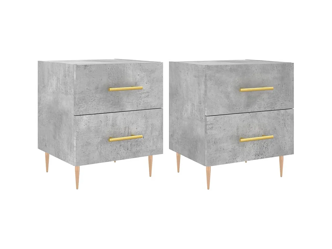 Mesita de noche | Mesilla de noche 2 uds. madera ingeniería gris hormigón 40x35x47,5cm