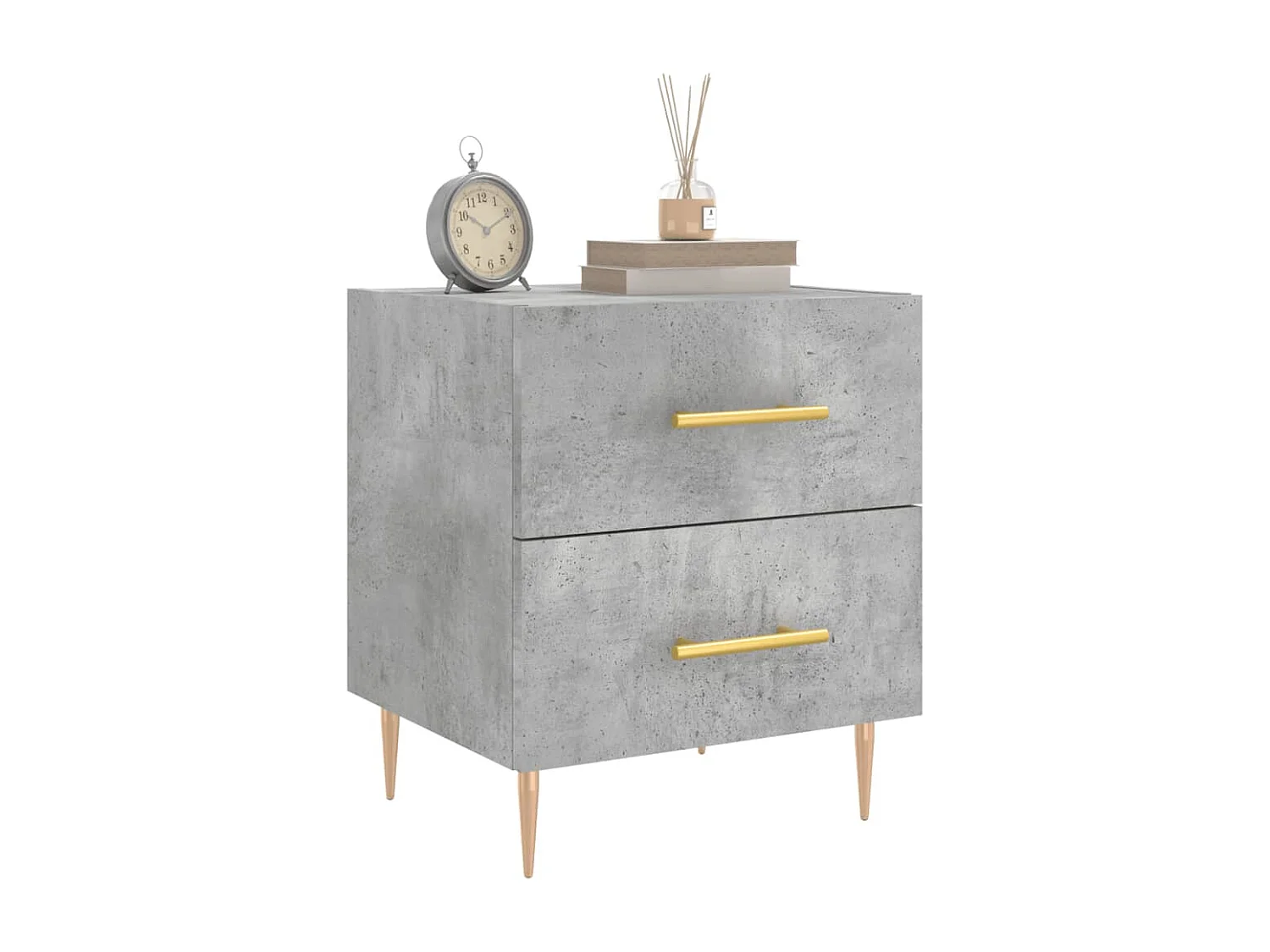 Mesita de noche | Mesilla de noche 2 uds. madera ingeniería gris hormigón 40x35x47,5cm