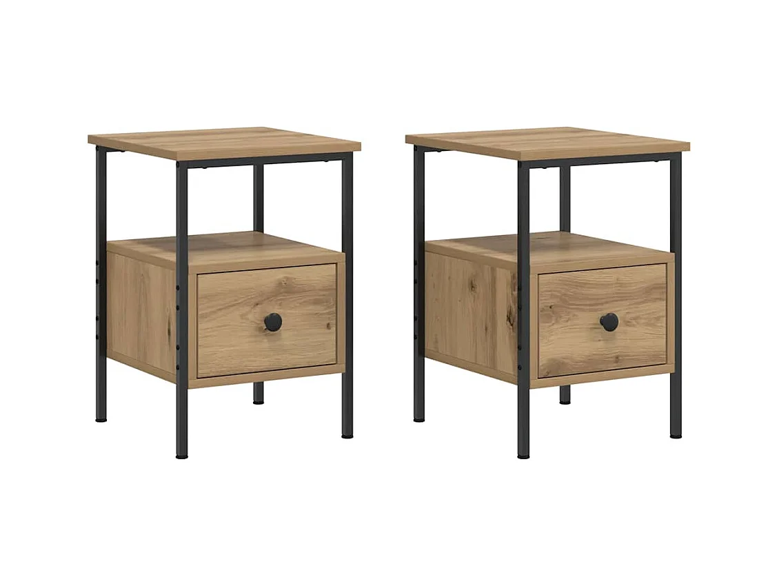 Mesitas de noche | Mesilla de noche 2 uds madera ingeniería roble artisan 34x36x50 cm