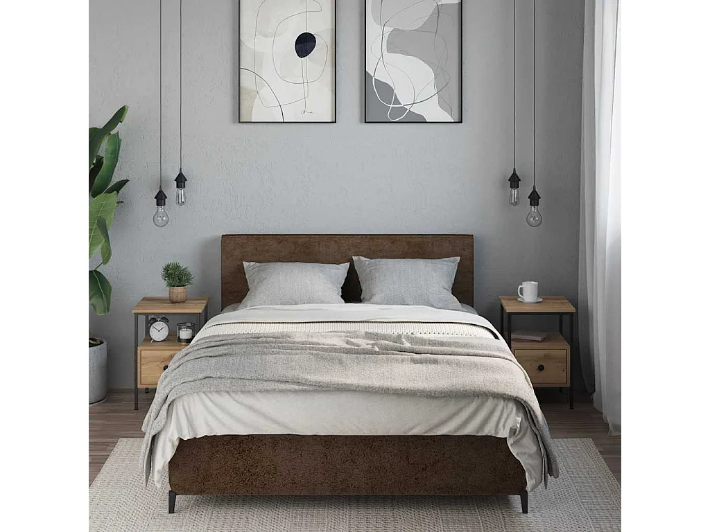 Nachttisch 2er Set-Beistelltisch-Nachttischkommode Artisan-Eiche 34x36x50 cm Holzwerkstoff SHL2778