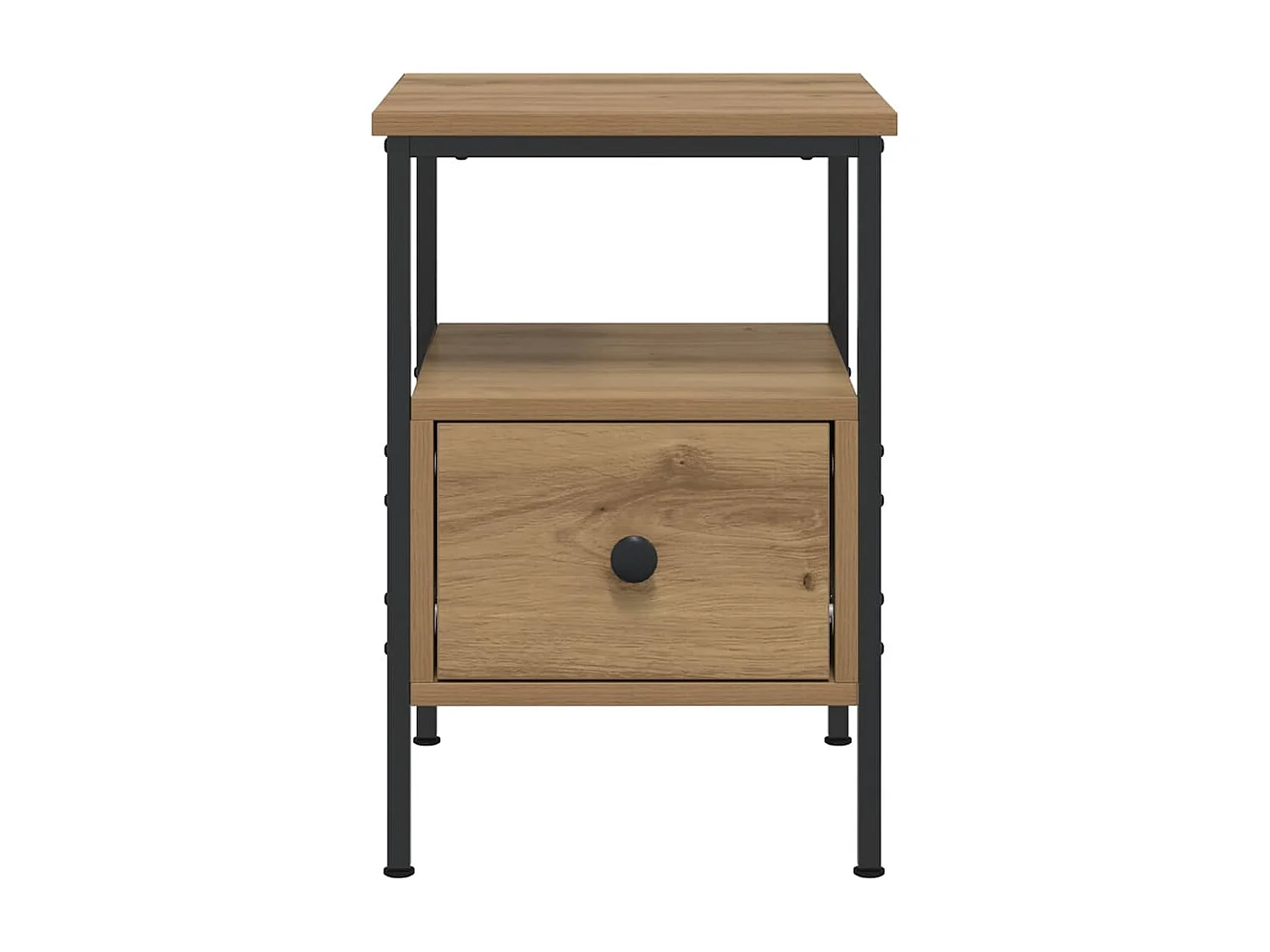 Nachtkastje Set van 2 | Bijzettafel Modern 34x36x50cm bewerkt hout artisanaal eikenkleur