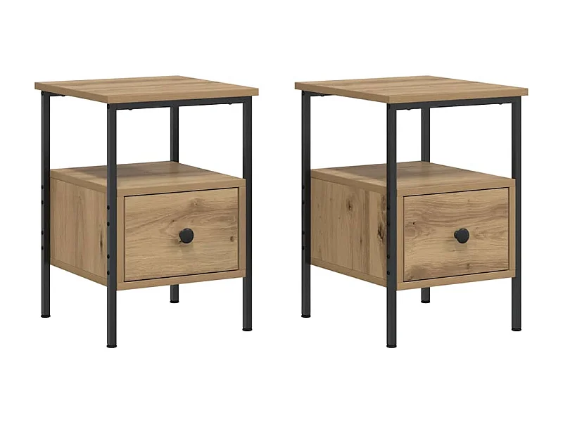 Tables de chevet lot de 2 avec rangement chêne artisanal bois d'ingénierie