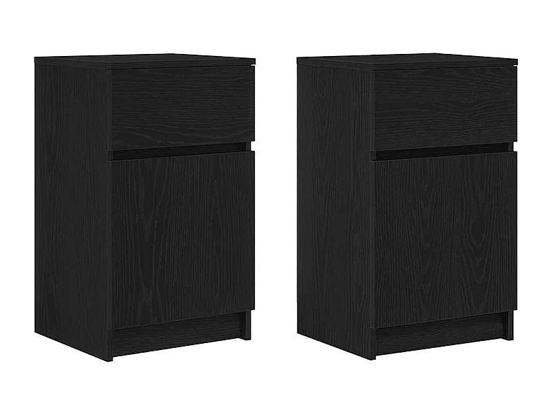 Mesillas de noche | Mesita de noche 2 uds. Madera de ingeniería negra 39x35x65 cm