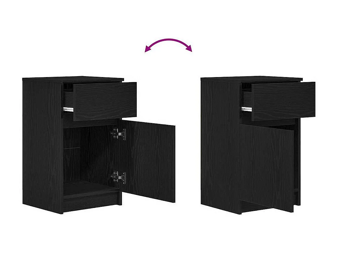 Nachttisch 2er Set-Beistelltisch-Nachttischkommode Schwarz 39x35x65 cm Holzwerkstoff SHL55274