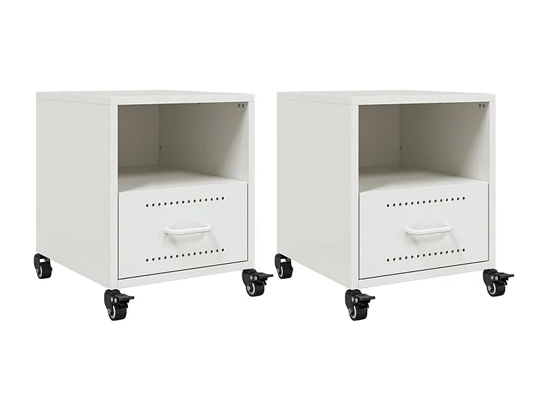 Tables de chevet lot de 2 avec tiroirs blanc 36x39x43,5 cm acier