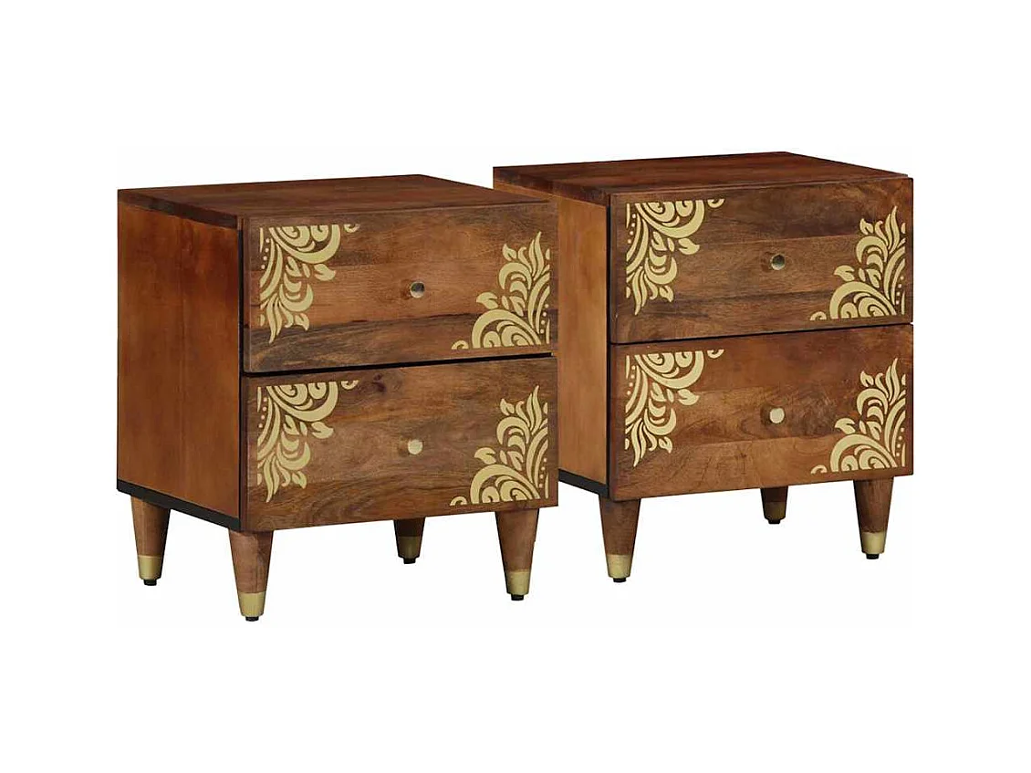 Mesita de Noche | Armario de Noche 2 uds con cajón Marrón miel 40x33x46 cm