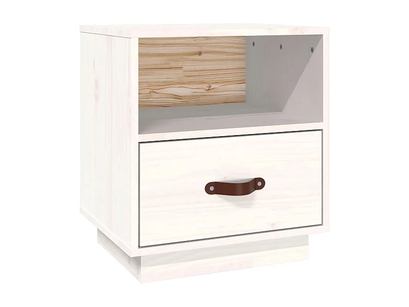 Nachttisch-Beistelltisch Weiß 40x34x45 cm Massivholz Kiefer SHL78707