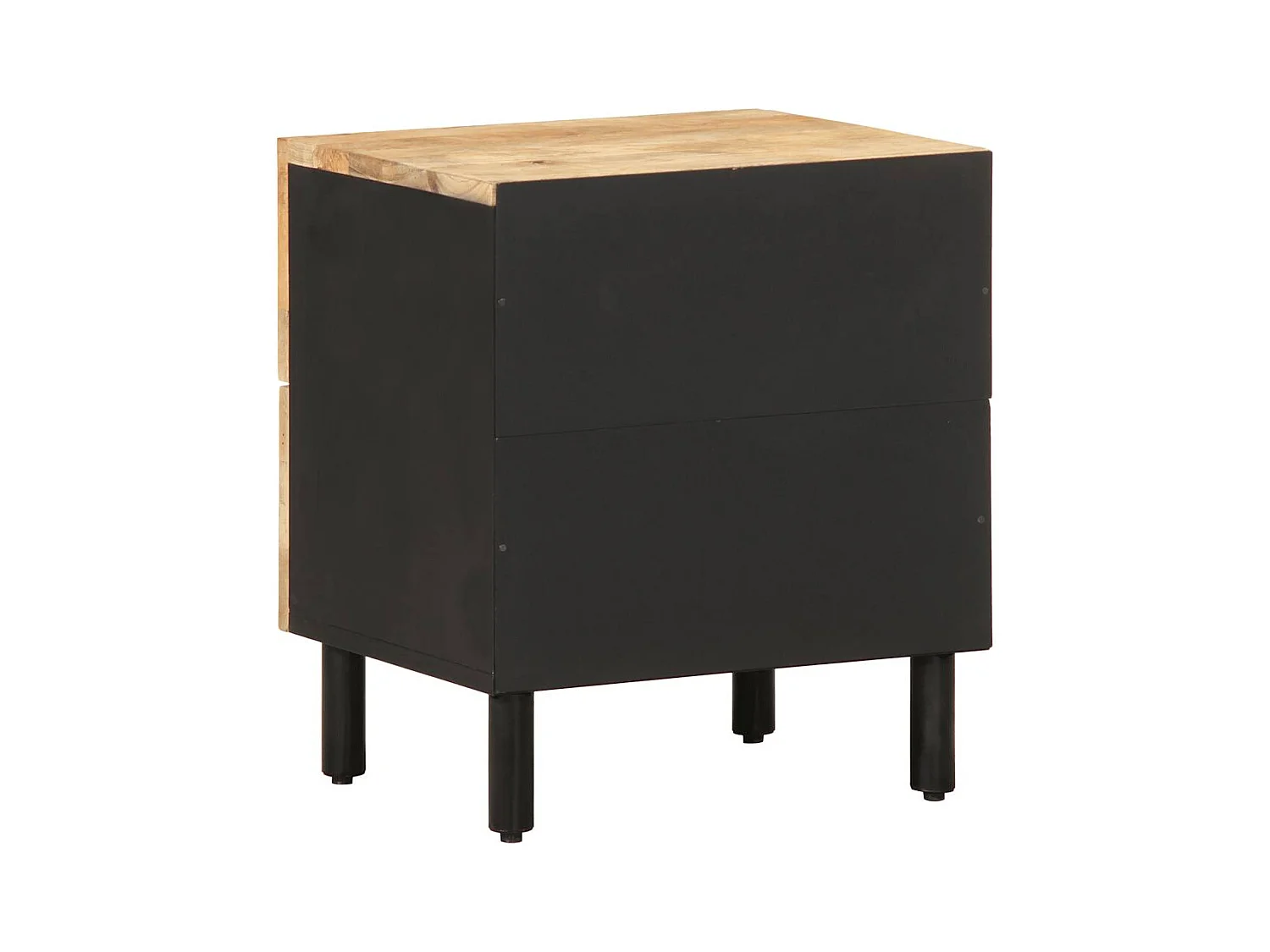 Mesita de noche | Mesilla de noche madera maciza mango rugosa negro 40x33,5x46 cm