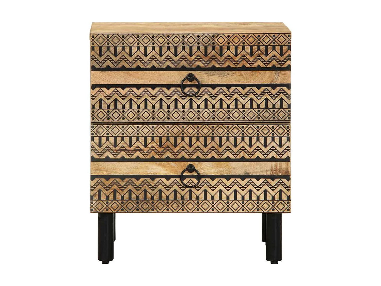 Nachttisch-Beistelltisch Schwarz 40x33,5x46 cm Raues Mangoholz SHL43252