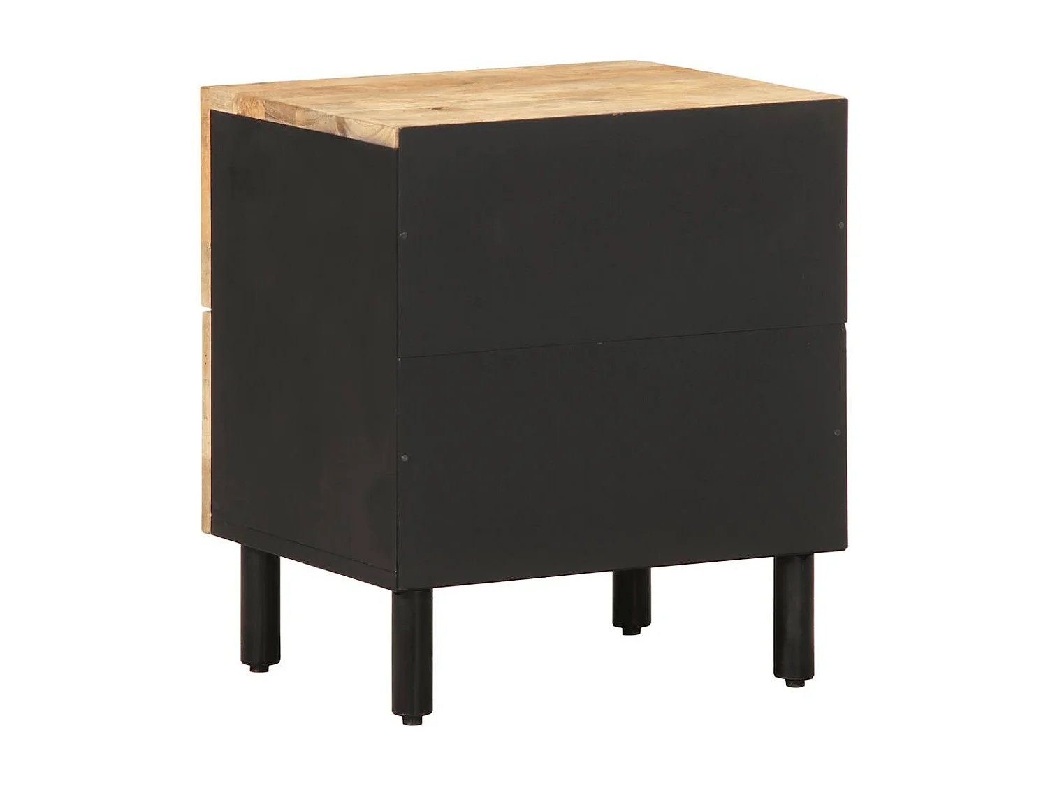 Nachttisch-Beistelltisch Schwarz 40x33,5x46 cm Raues Mangoholz SHL43252