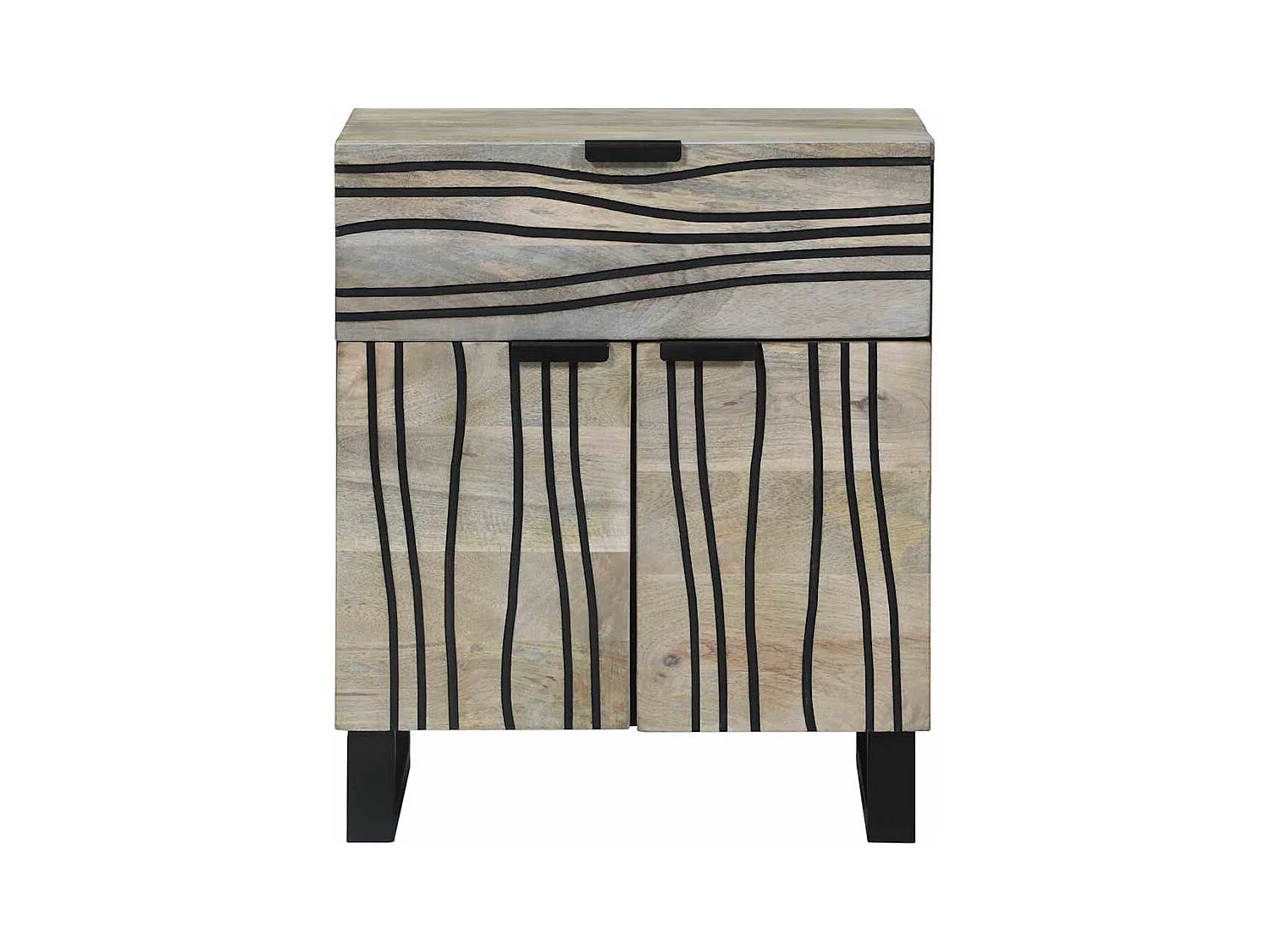 Mesita de Noche | Armario de Noche con cajón Blanco y negro 50x33x60 cm