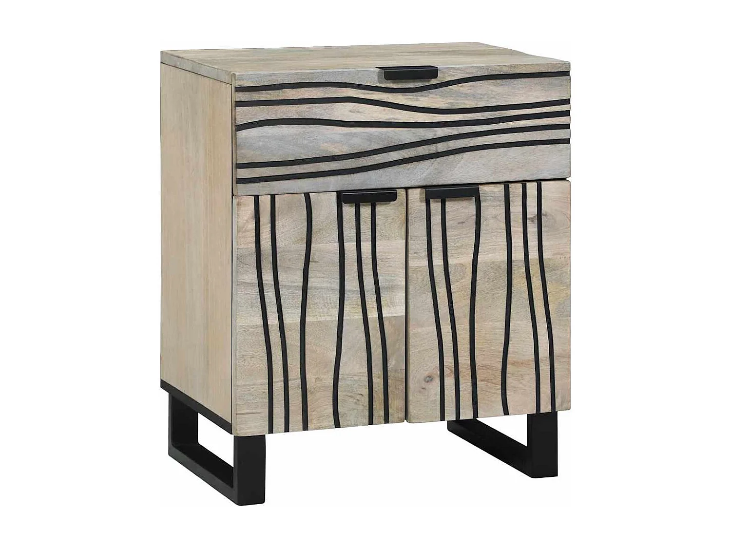 Mesita de Noche | Armario de Noche con cajón Blanco y negro 50x33x60 cm