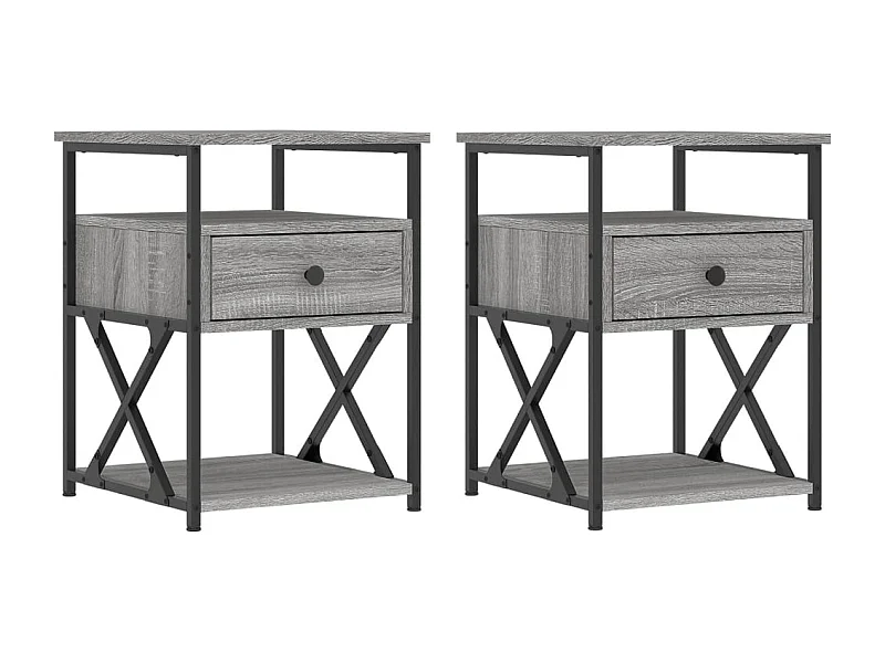 Mesitas de noche | Mesilla de noche 2 uds madera ingeniería gris Sonoma 40x42x55 cm