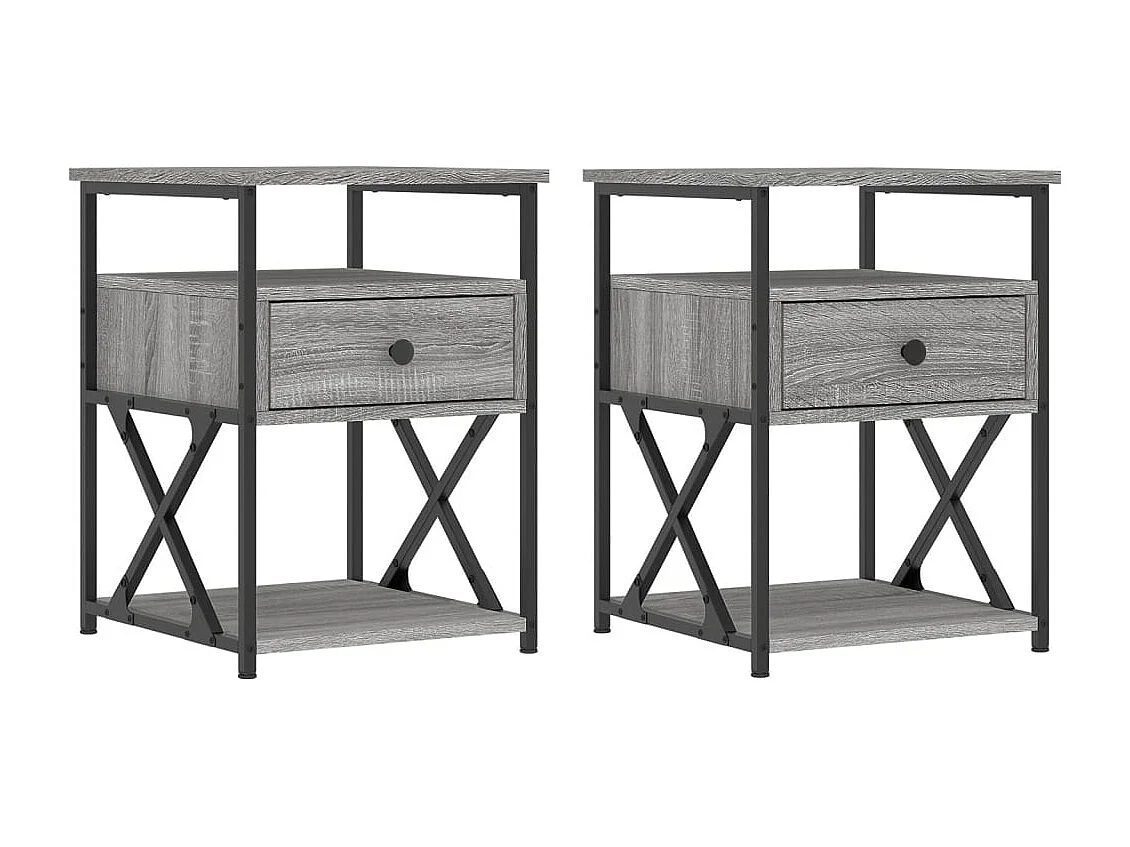 Mesitas de noche | Mesilla de noche 2 uds madera ingeniería gris Sonoma 40x42x55 cm