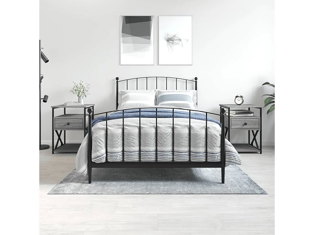 Nachttisch 2er Set-Beistelltisch-Nachttischkommode Grau Sonoma 40x42x55 cm Holzwerkstoff SHL56865