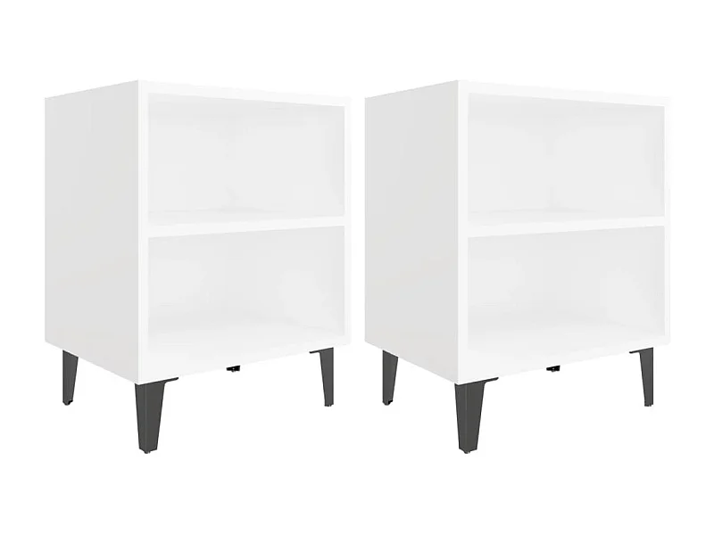 Tables de chevet avec pieds en métal 2 pcs blanc 40x30x50 cm
