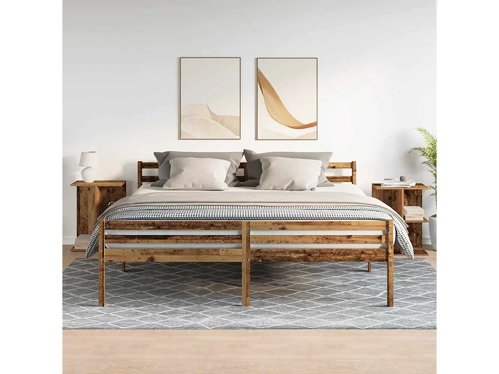 Nachttisch 2er Set-Beistelltisch-Nachttischkommode Altholz-Optik 46,5x29x61 cm Holzwerkstoff SHL77380