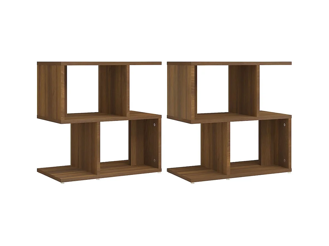 Tables de chevet lot de 2 avec compartiments ouverts Chêne marron 50x30x51,5 cm