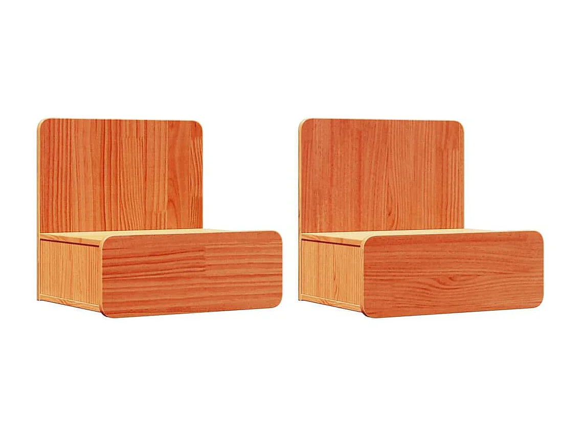 Mesa de Noche | Mesa auxiliar con cajón 2 uds. Marrón cera 44x32.5x40 cm