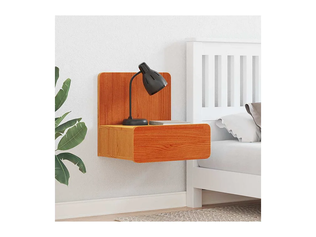 Mesa de Noche | Mesa auxiliar con cajón 2 uds. Marrón cera 44x32.5x40 cm