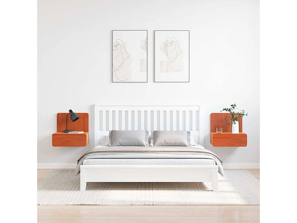 Mesa de Noche | Mesa auxiliar con cajón 2 uds. Marrón cera 44x32.5x40 cm