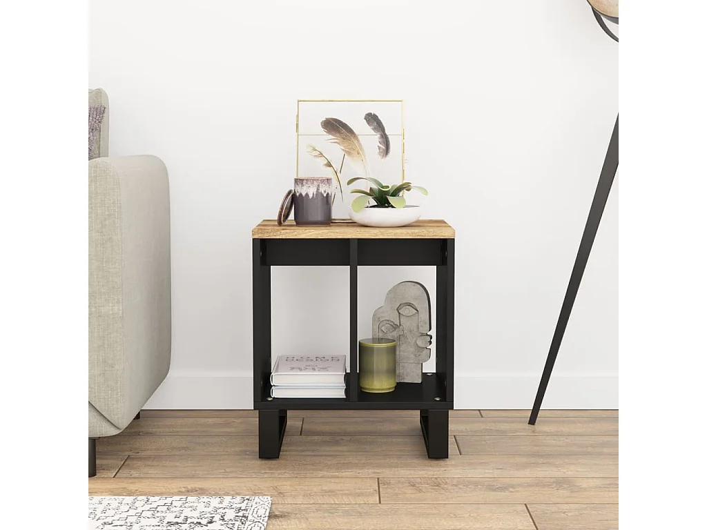 Table de chevet-Table d'appoint 40x31x46 cm Bois de manguier et d'ingénierie