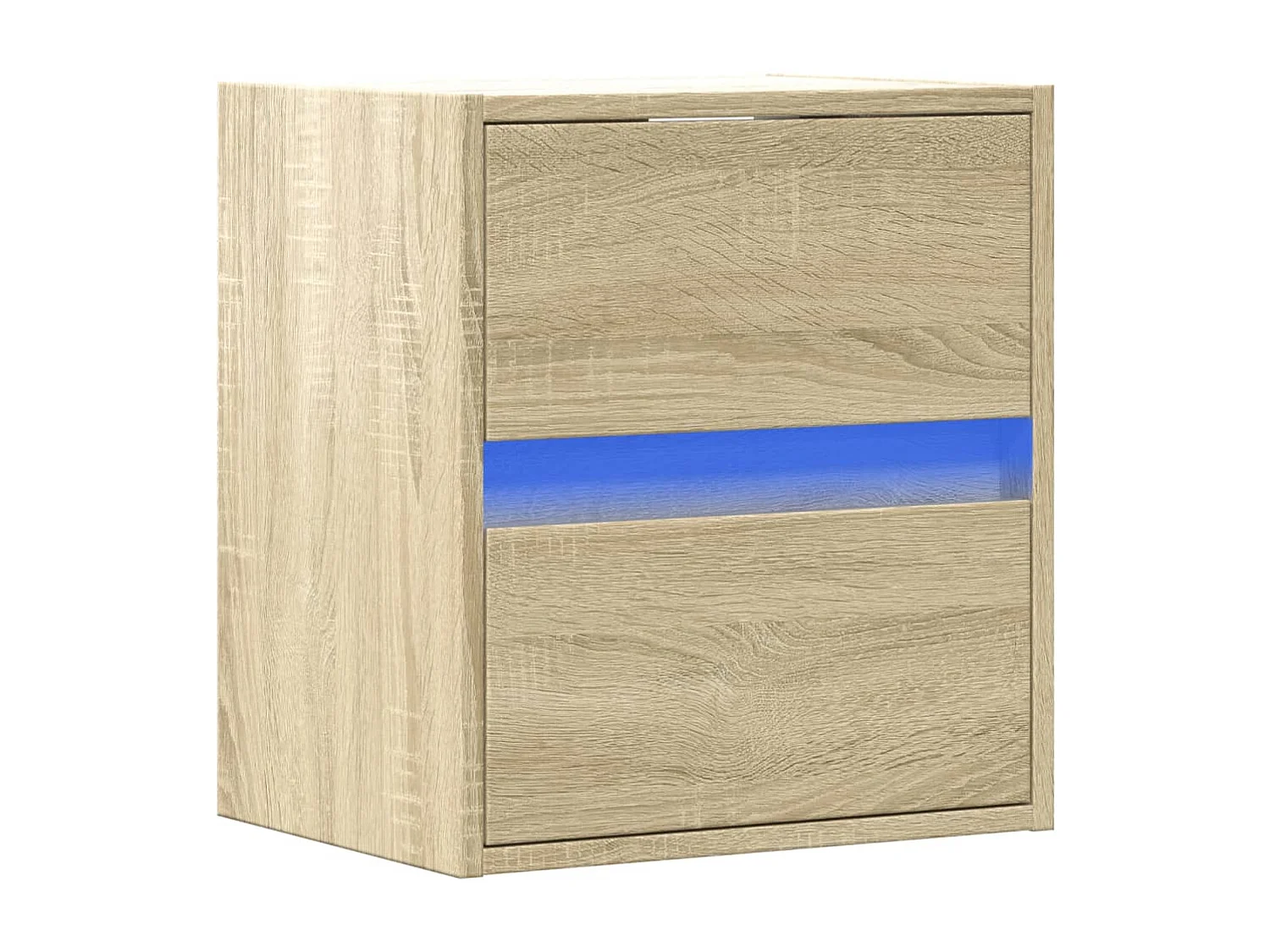 Mesita de noche | Mesilla de noche de pared con luces LED roble Sonoma